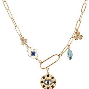 Sun Heart Necklace for Women 18K Gold Plated Heart Pendent Necklace Chunky Chain